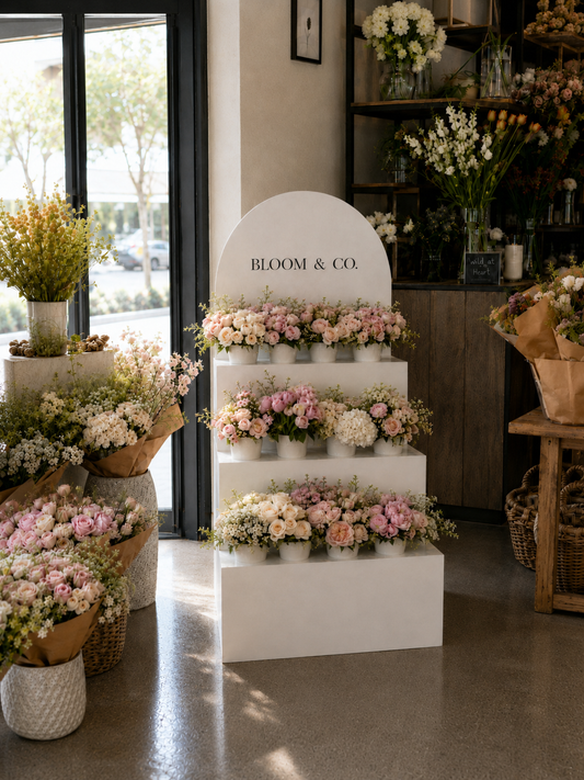 Tiered Flower Display Stand – Arched Event & Retail Floral Display
