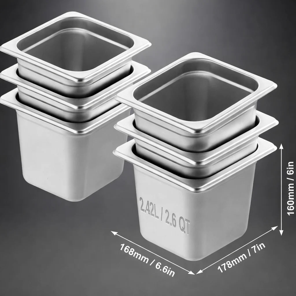 Gastronorm tray 6 pack 1/6 size
