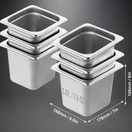 Gastronorm tray 6 pack 1/6 size