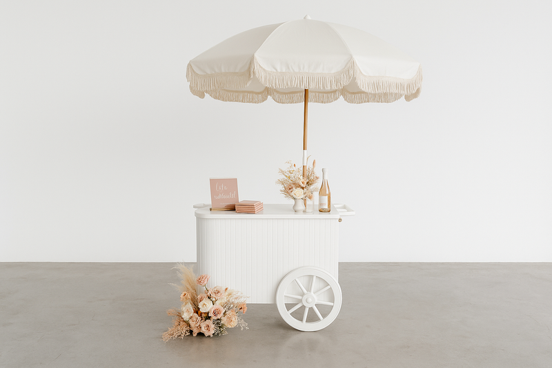 Fluted Curved Display Cart – Portable Event Merchandising Cart