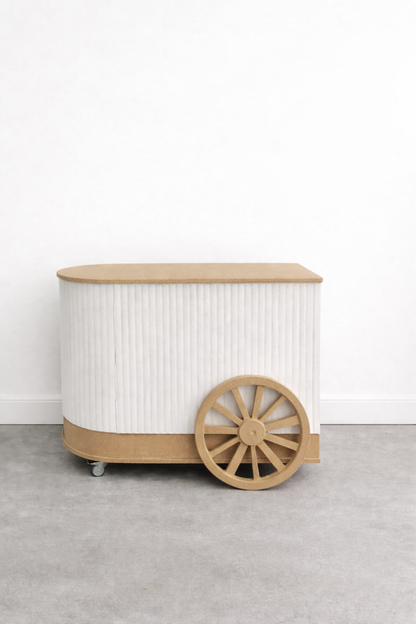 Fluted Curved Display Cart – Portable Event Merchandising Cart