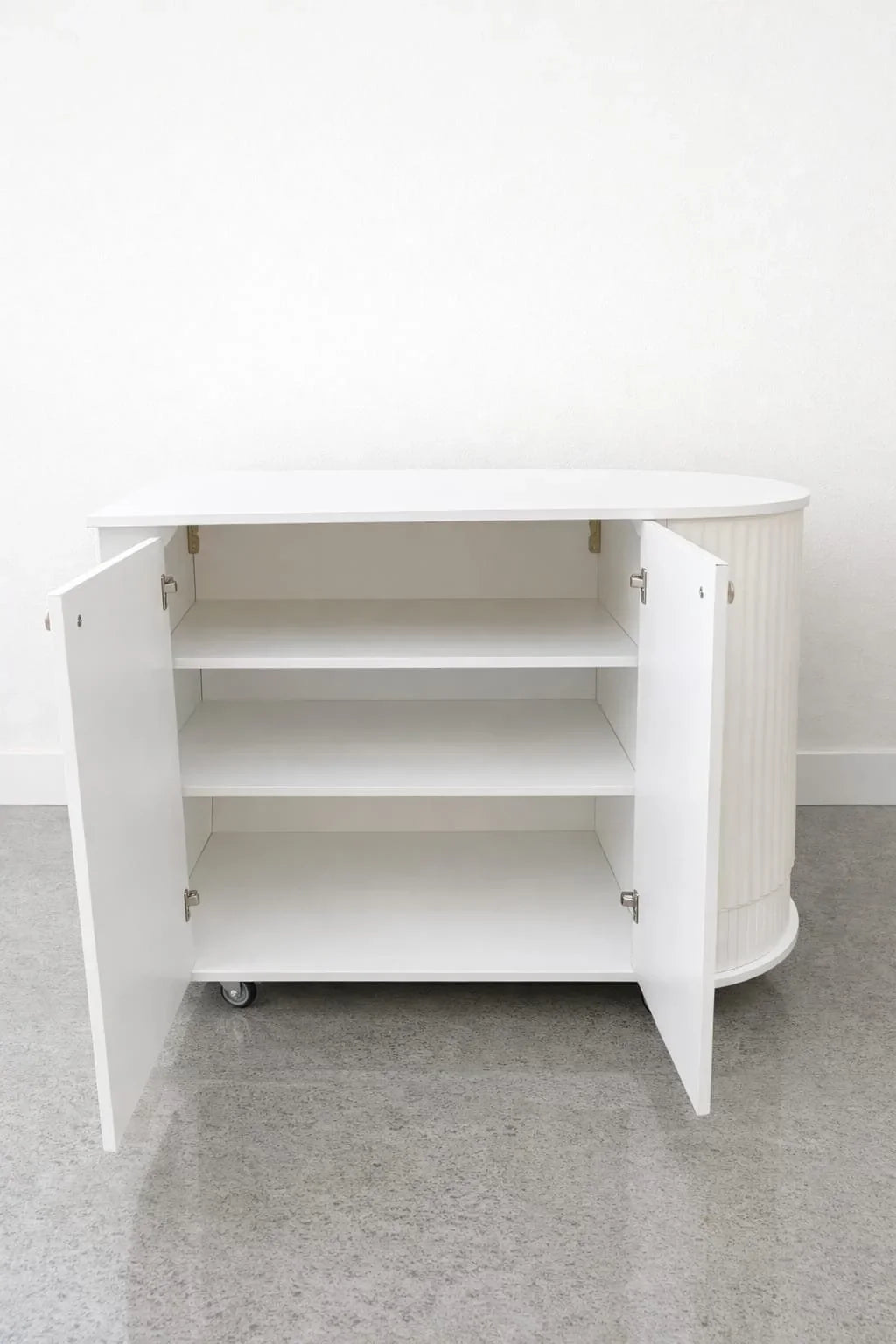 Fluted Curved Display Cart – Portable Event Merchandising Cart