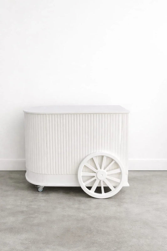 Fluted Curved Display Cart – Portable Event Merchandising Cart