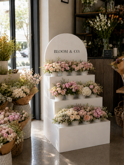 Tiered Flower Display Stand – Arched Event & Retail Floral Display