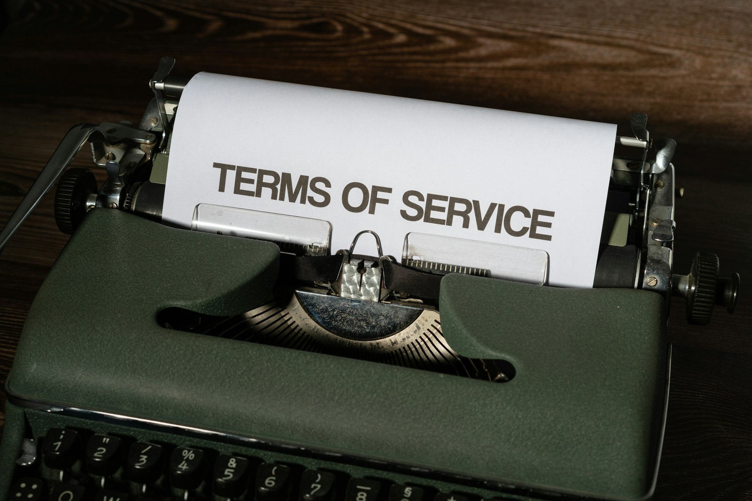 Terms of service typed on a typewriter